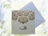 Cream Foiled Muslim Square wedding card with White Envelope