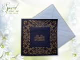 Blue Square Wedding Card with White Envelope