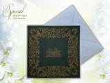 Green Square Wedding Card with White Envelope